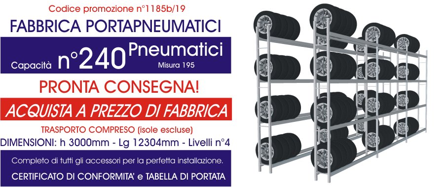 prezzo promozionale scaffalature per pneumatici modello E40 euroscaffale